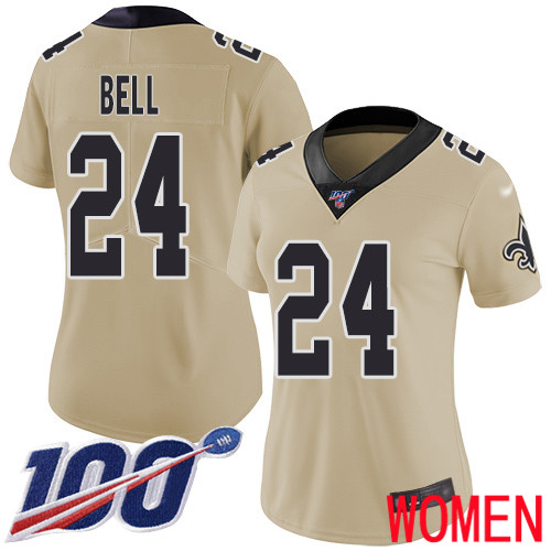 New Orleans Saints Limited Gold Women Vonn Bell Jersey NFL Football 24 100th Season Inverted Legend Jersey